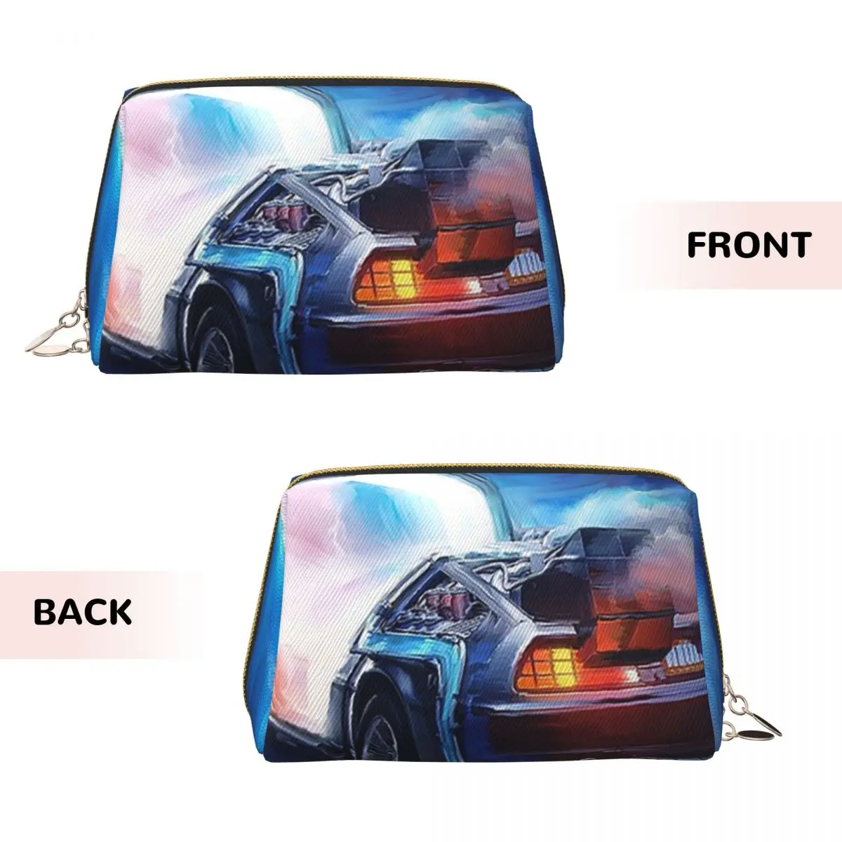 Back To The Future Delorean Time Machine Women Cosmetic Bags Travel Makeup Organizer Pouch Toiletry Storage Dopp Kit Box