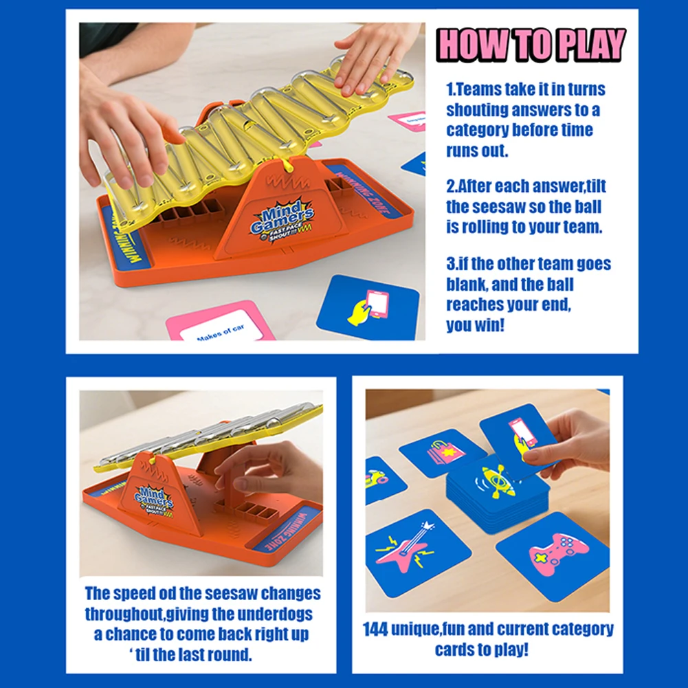 Tilt N Shout A Speedy Jeu de société familial Jeu de société de fête familiale à emballer rapide pour la nuit de jeu pour enfants et adultes