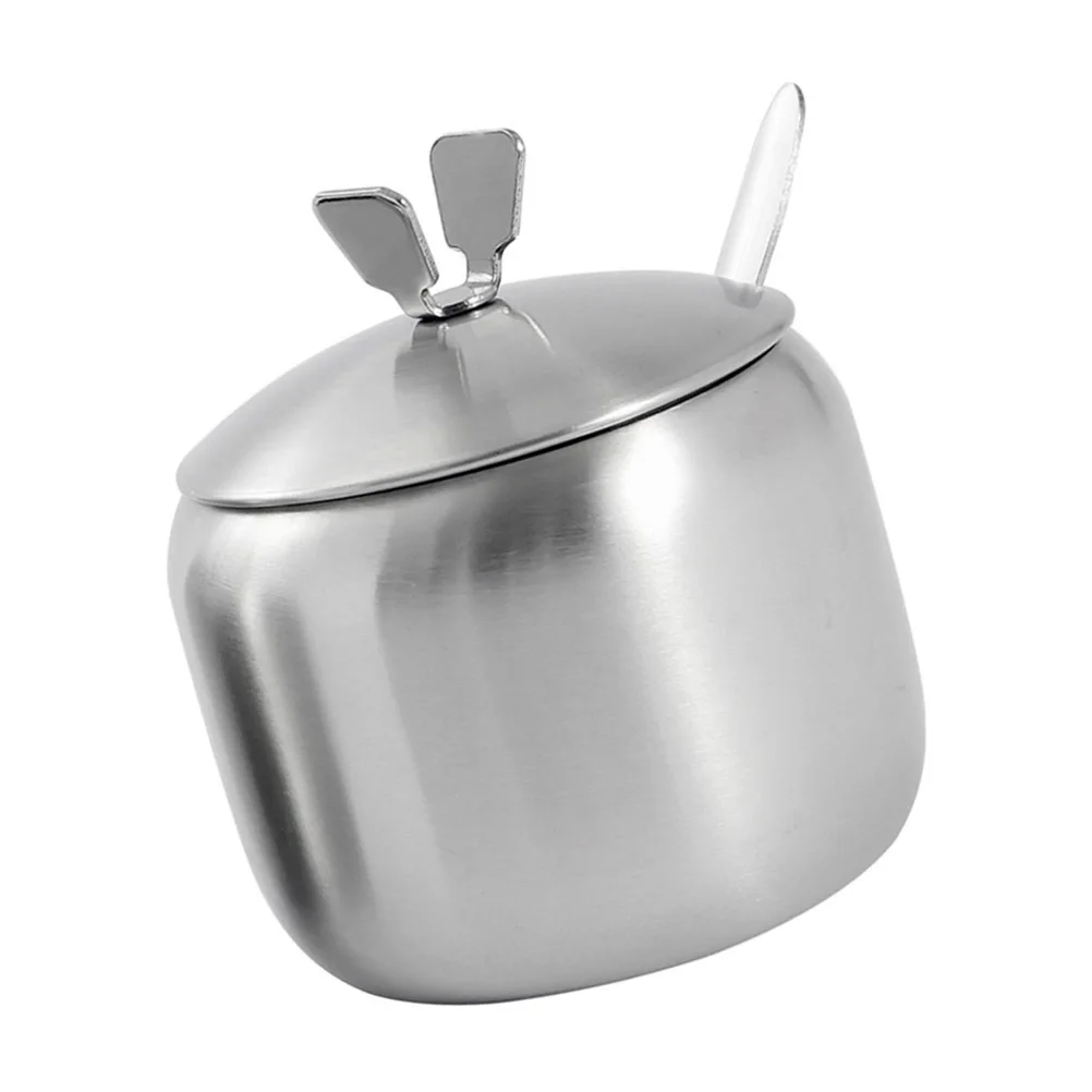 

Stainless Steel Seasoning Jar Kitchen Spice Storage Pot Thick Salt Canister V Lifting Handle 9.5cm Multipurpose Storage for Home