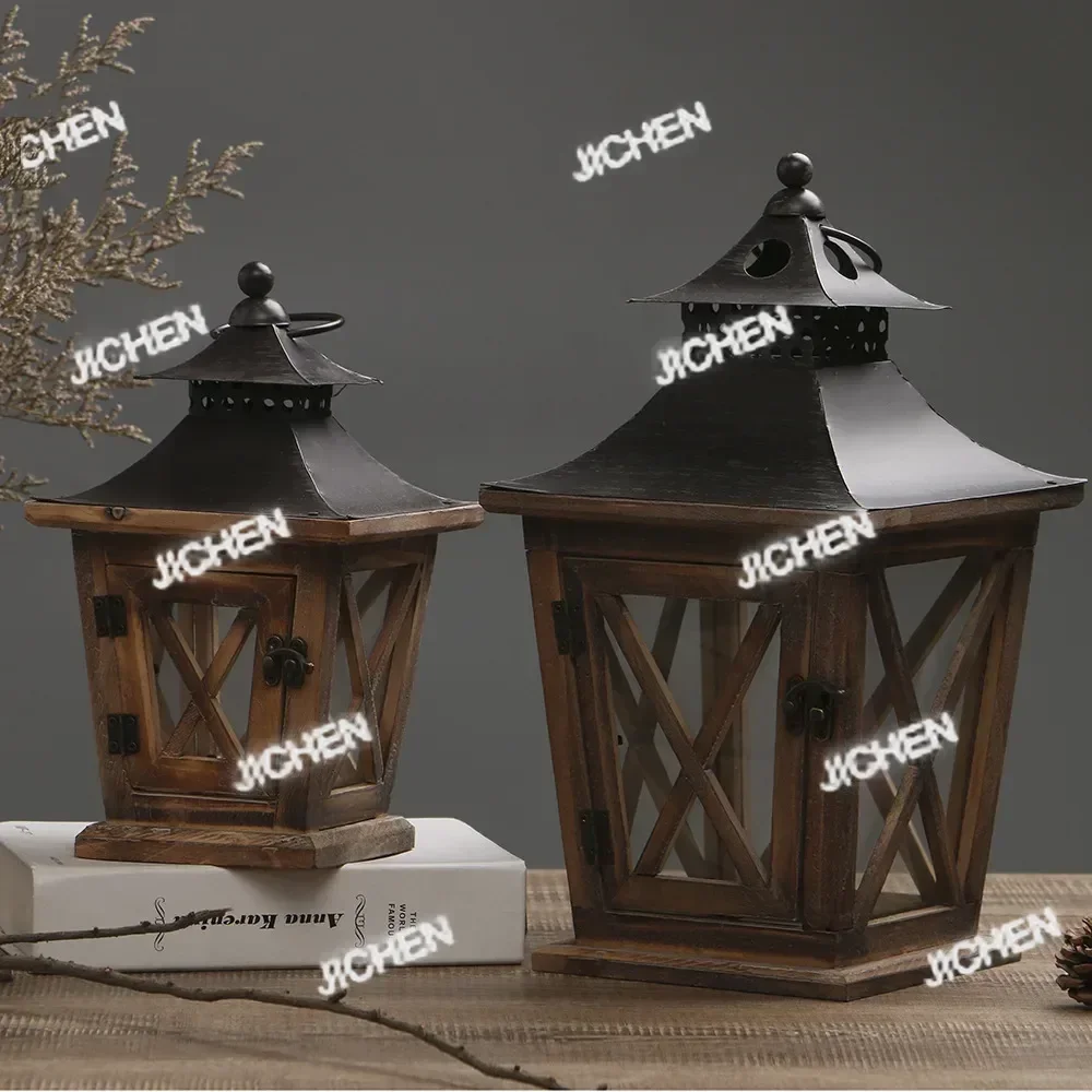 

HSHS американский деревянный подсвечник европейский ветровой светильник подсвечник домашний декор рождественские винтажные украшения