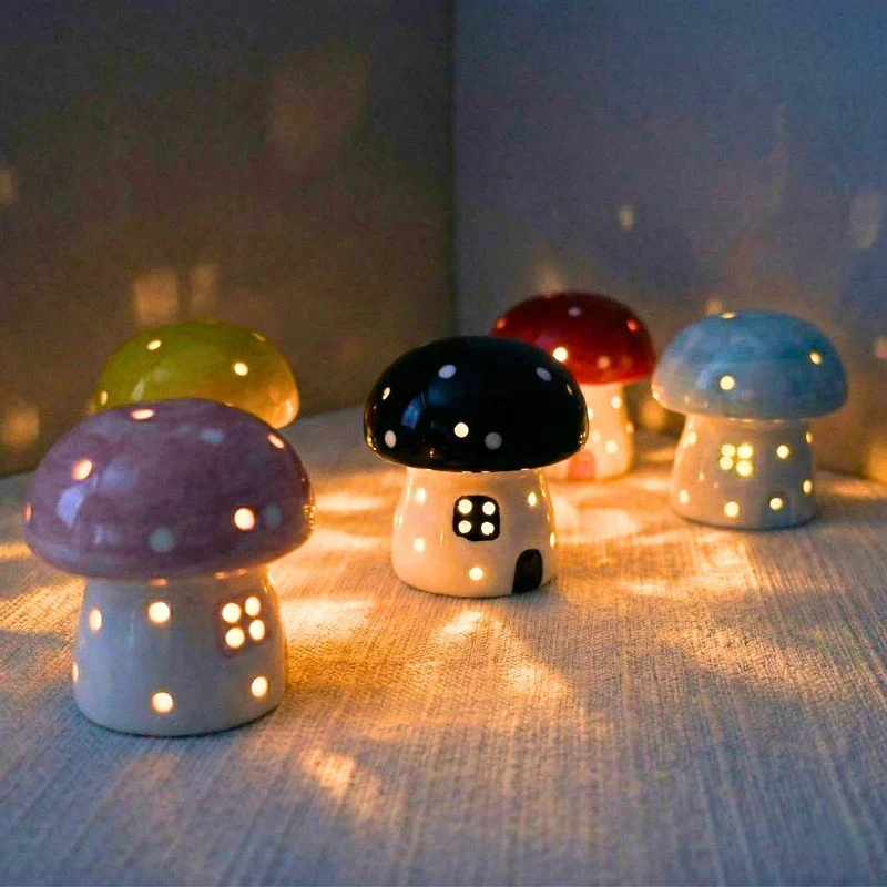 Cute Mushroom LED Night Light Bedside Table Lamp with Touch Switch Room Decoration High-level Environmental Mushroom Lamp