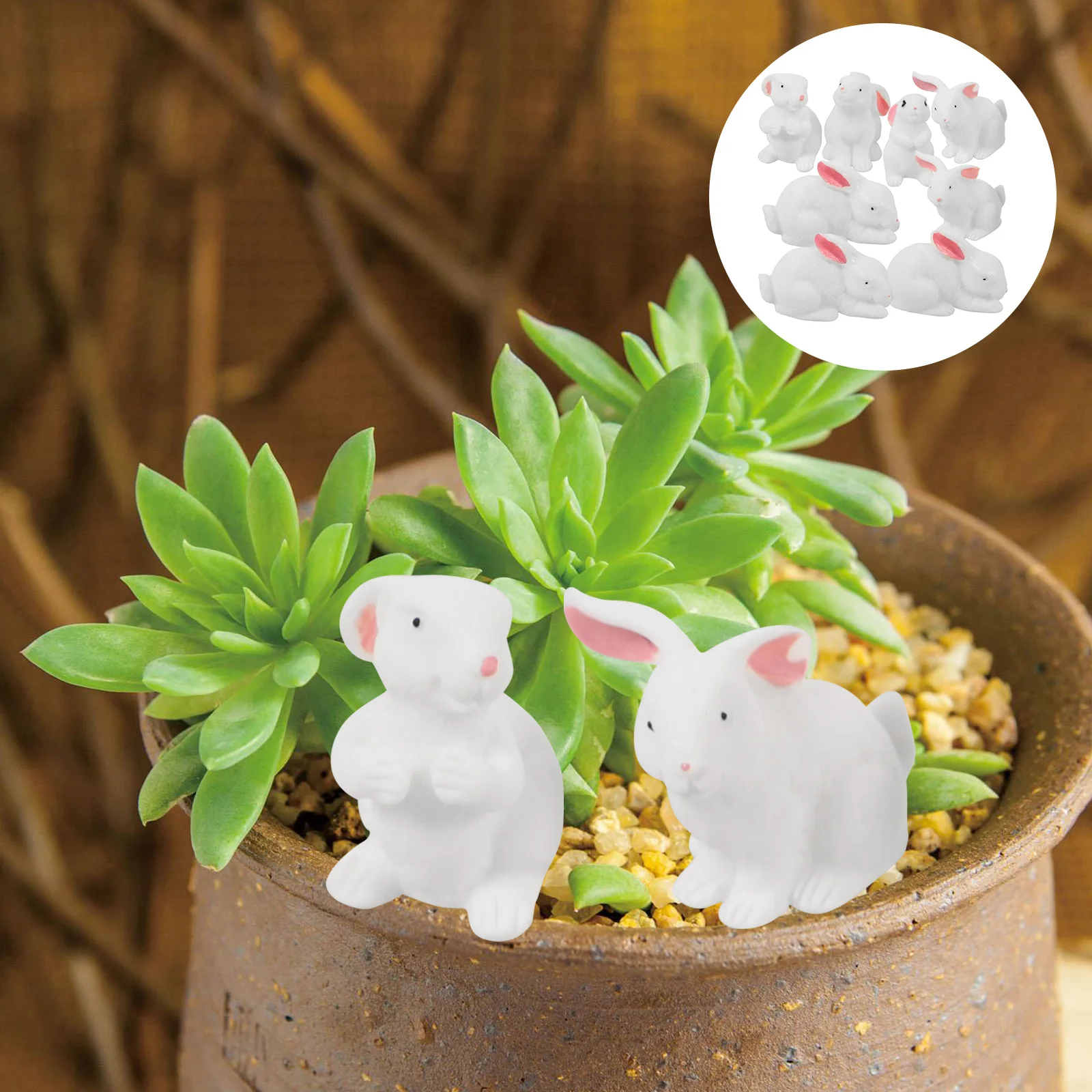 

8 Pcs Micro Landscape Decoration Bunny Ornament Resin Rabbit Figure Mini Miniature Figurines Home