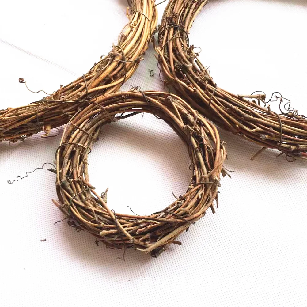 16 Pcs Halloween Decor Earth Vine Garland Natural Rattan DIY Wreath Circle Decorations Hand Woven Rings for Making Garlands