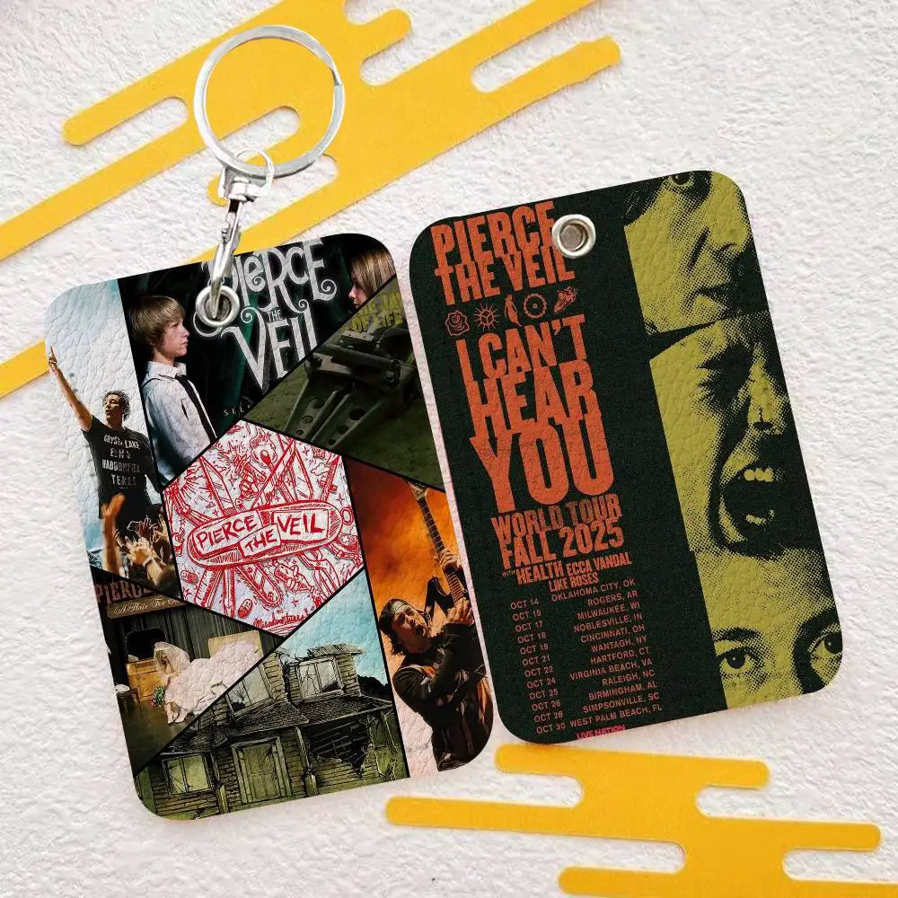 

Singer P-Pierce The V-Veil Collide With The Sky Premium Leather Card Holder Keychain Scratch-Resistant Case for Bus Cards