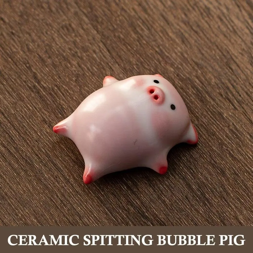 Ceramic Cartoon Ceramic Tea Cup Lying Flat Funny Pig Shape Pig Spit Bubbles Cup Reusable Spitting Bubbles Porcelain Water Cup