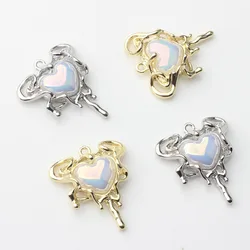 Lace Inlaid Resin Heart-shaped Charms for Jewelry Making Wholesale Zinc Alloy Pendants 10pcs/lot