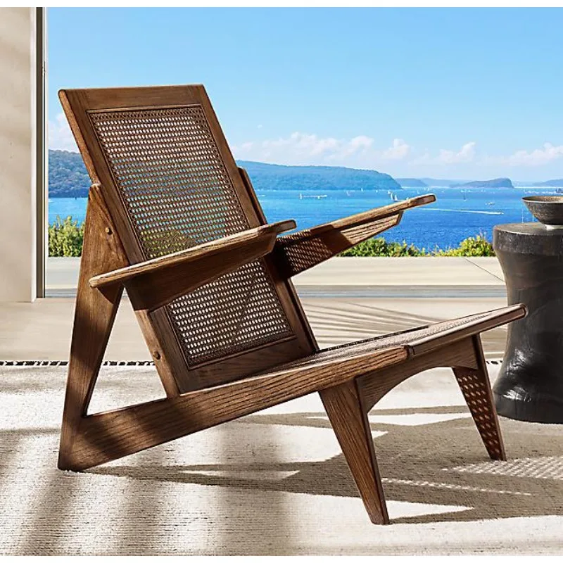 American rural retro tiger chair Italian light luxury solid wood sofa chair