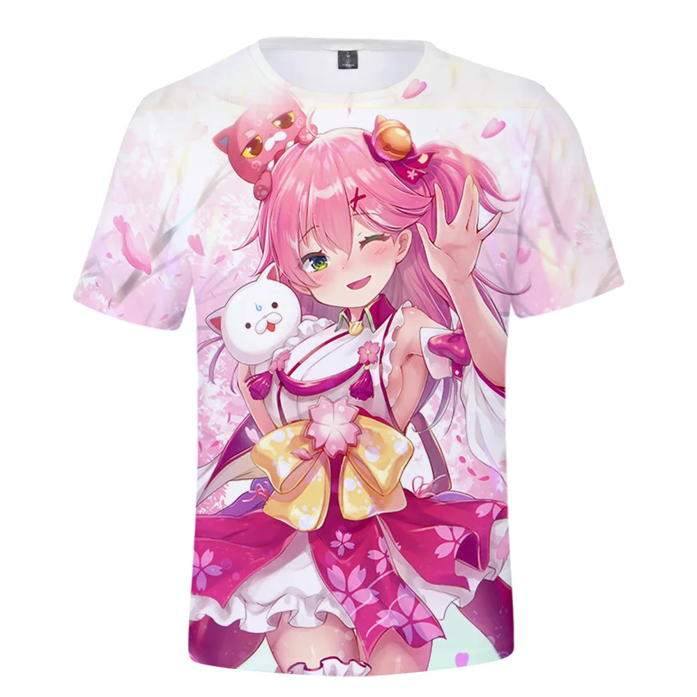 HOLOLIVE VTuber Sakura Miko 3D Printed Spring Summer Preppy Men/Women Street Clothes T-shirt Streetwear Kawaii style