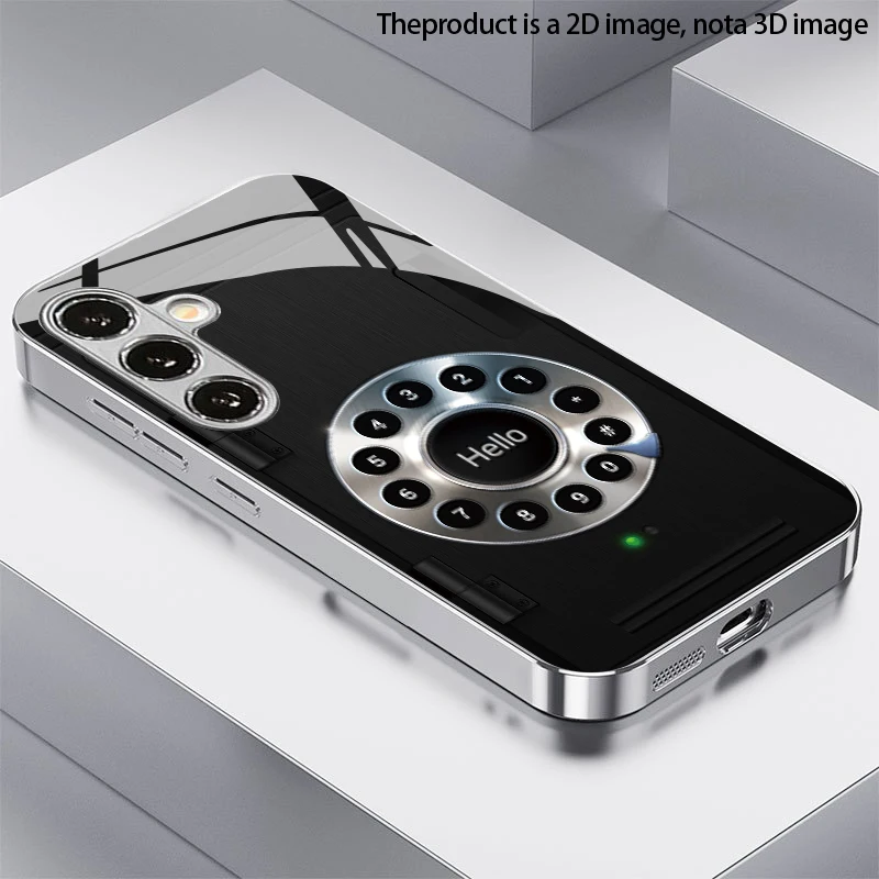 2D Safe Disk Pattern Phone Case for Samsung S26 S25 S24 S23 S22 S21 S20 A56 A36 A16 - Electroplated Glass Protective Cover