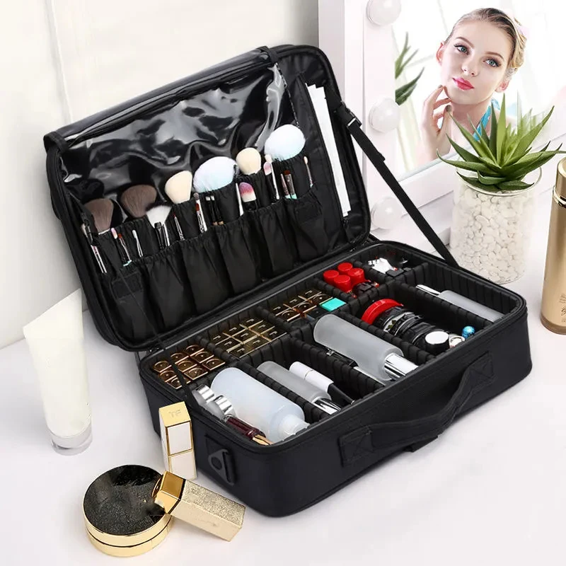 

Multifunctional Storage Bag, Black Crossbody Bag, Waterproof Cosmetic Jewelry Organizer Box, Portable Oxford Cloth Makeup Bag