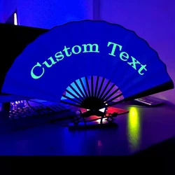 Custom UV Glow Folding Fan Personalized Handheld Folding Fans with Bamboo Frames Vintage Style for Dancing Cosplay Wedding Party