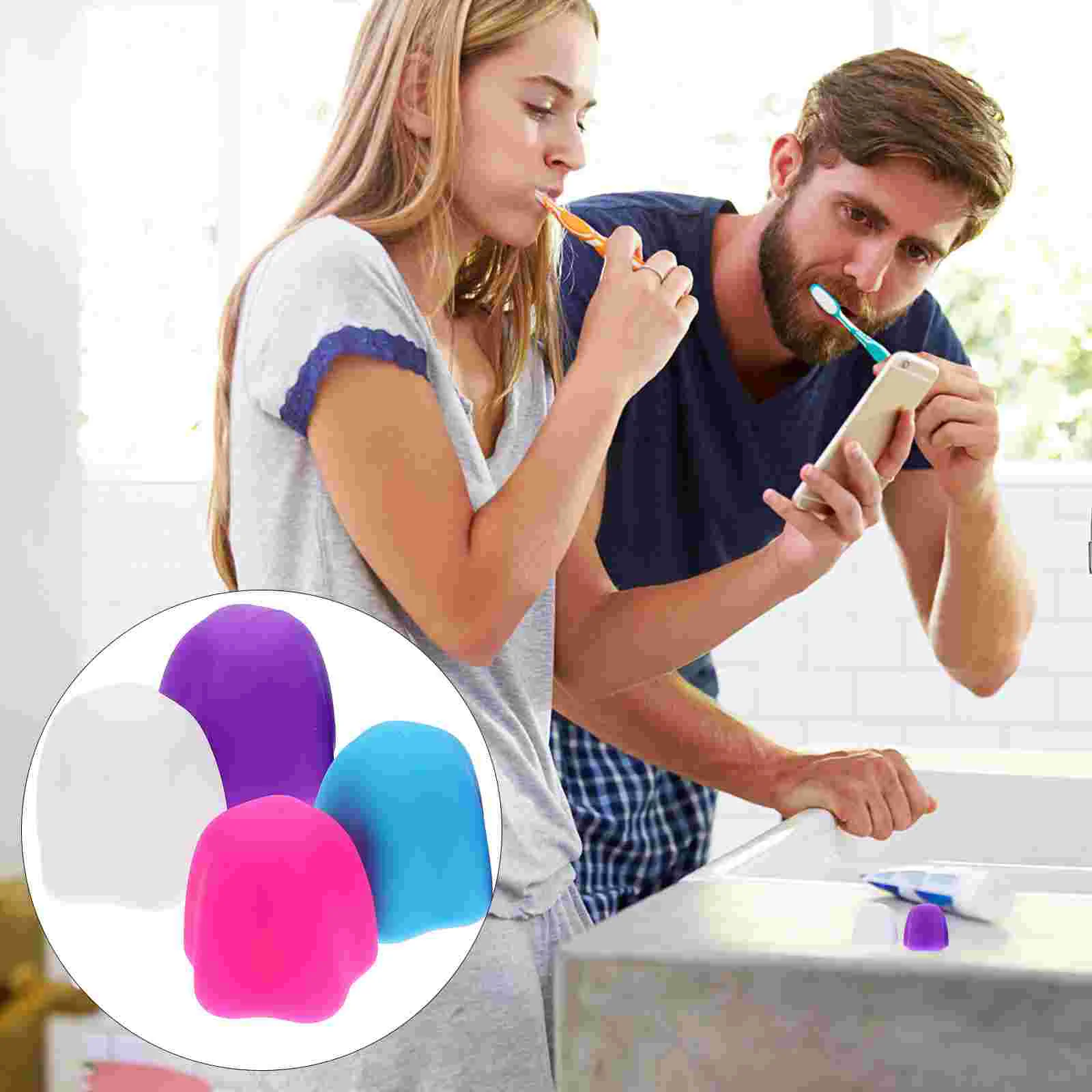 

4 Pcs Toothpaste Cap Dispenser Tube Squeezer Bathroom Supplies Covers Caps Silicone Portable Protectors