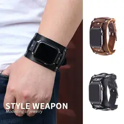 Punk Leather Band Strap for Apple Watch 7 6 5 4 3 SE iWatch 38 40 41 45 42 44mm Smartwatch Accessories