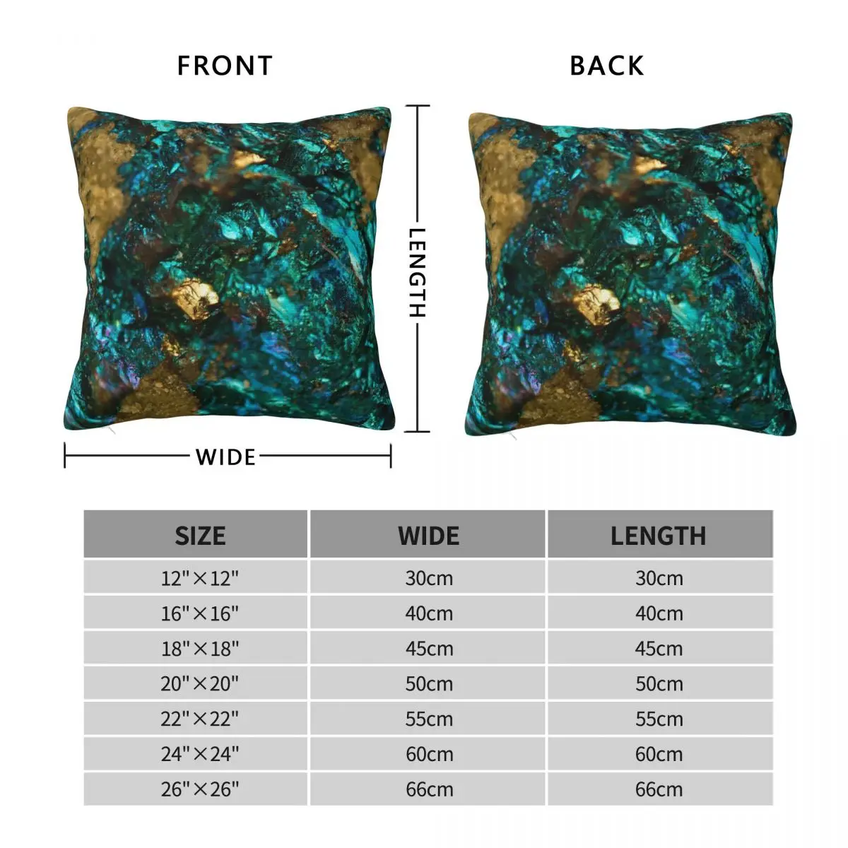 Teal Oil Slick Gold Quartz Square Pillowcase Polyester Linen Velvet Printed Zip Decor Throw Pillow Case Home Cushion Cover 18