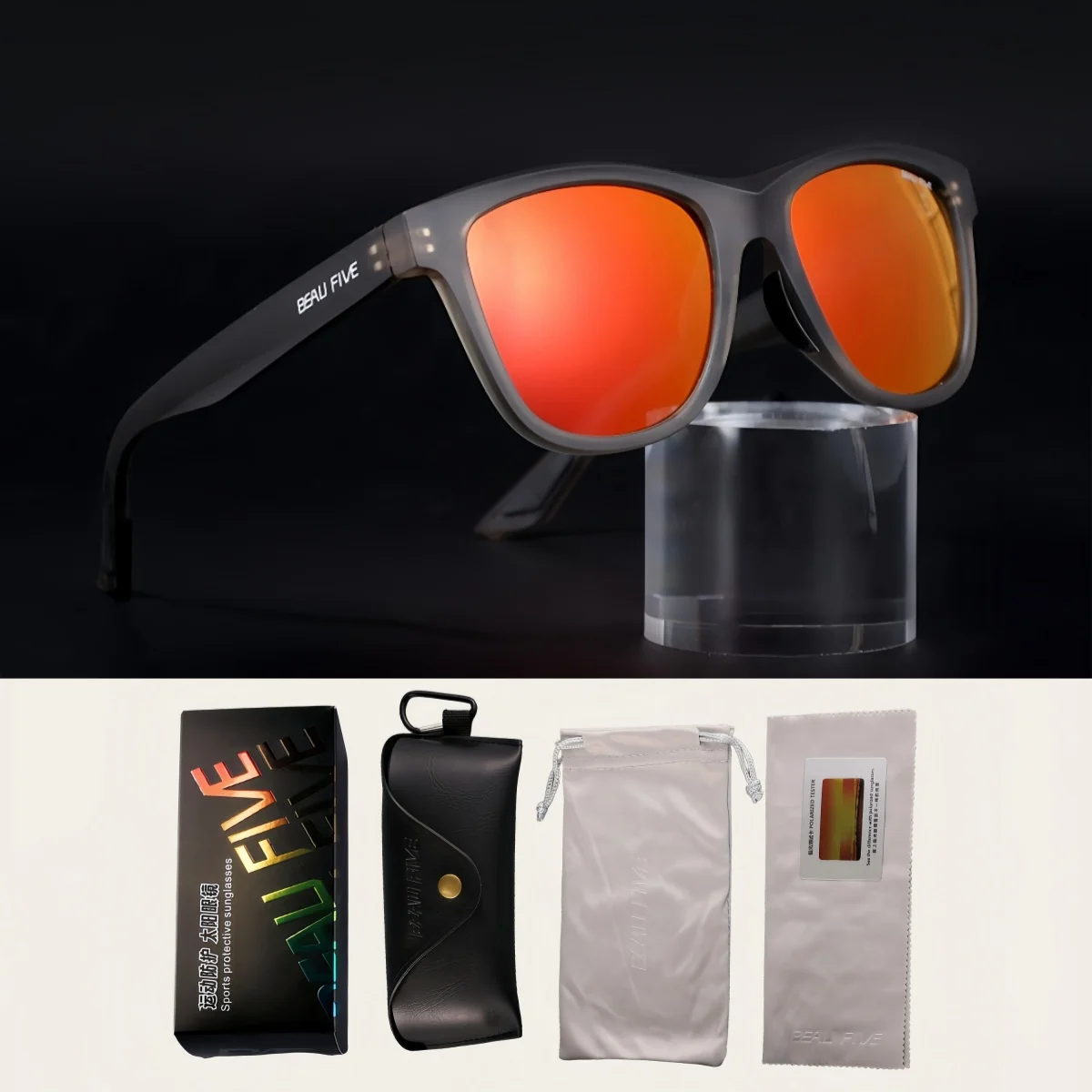 

BEAU FIVE Polarized Driving Sunglasses UV400 Men Women Fishing Cycling Running Hiking Outdoor Mirror Lens Lightweight Eyewear