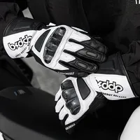 BSDDP Retro Leather Motorcycle Riding Gloves Touchscreen Offroad Glove Anti-fall & Shock-absorbing Moto Glove Carbon Fiber Shell