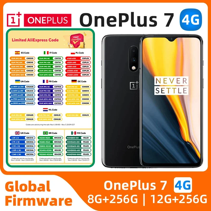 

Oneplus 7 Mobile Phone 4G LTE 6.41" 12GB RAM 256GB Dual SIM Card Full Screen Snapdragon 855 Original used phone