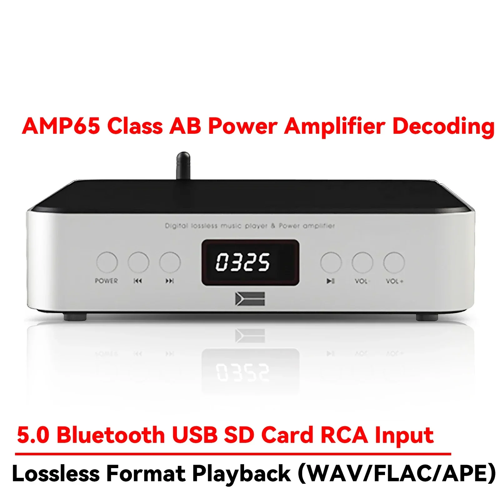 AMXEKR HIFI Digital Audio Amplifier 80W*2 Power Bluetooth 5.0 Music Turntable USB SD Card Input Support IR Remote Control FM