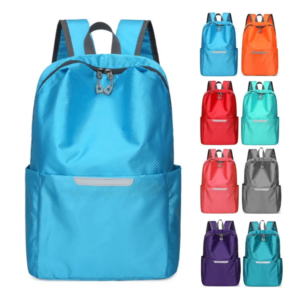 

Portable Large Capacity Business Backpack Solid Color Nylon Travel Backpack Waterproof Reflective Student Schoolbag Men