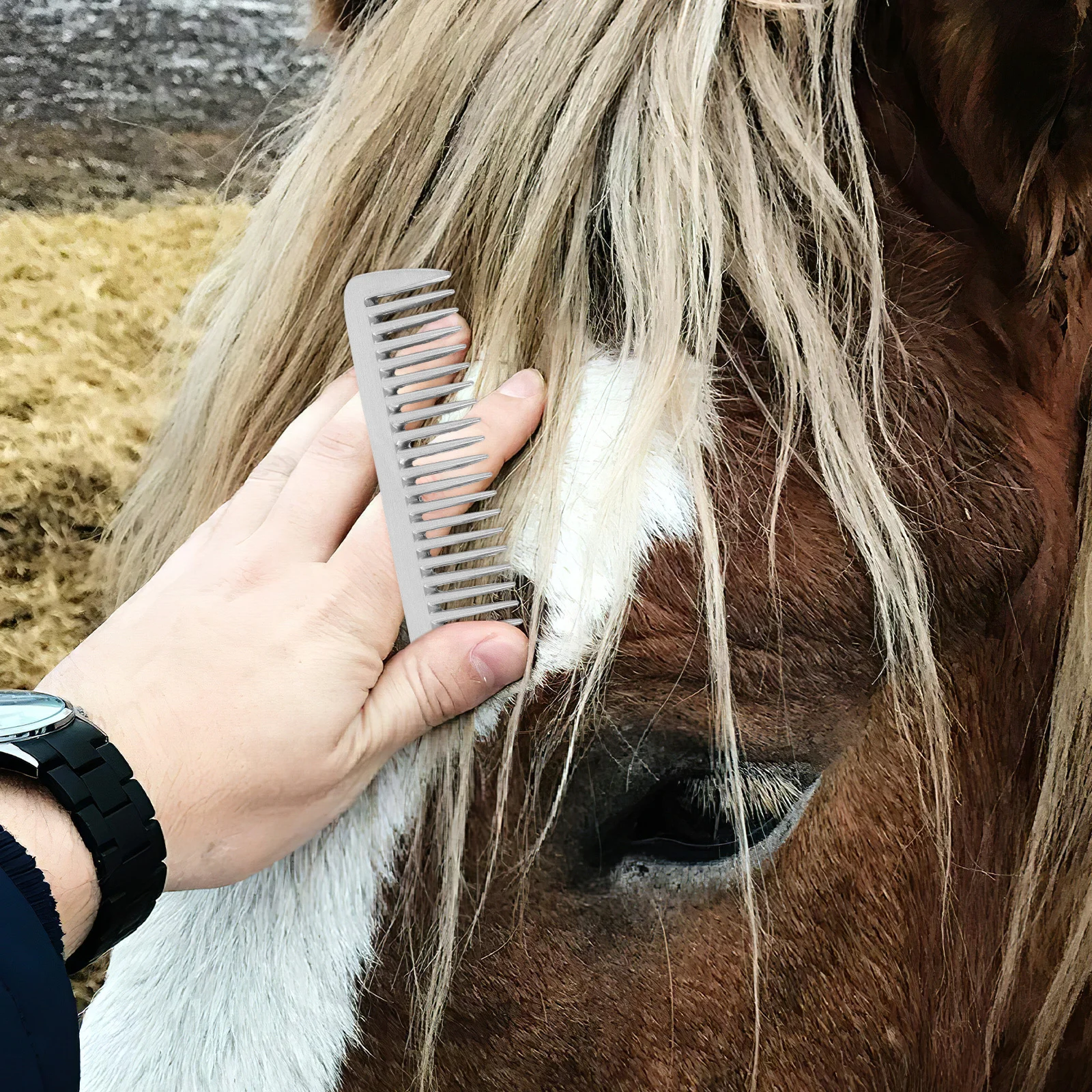 

Metal Horse Comb Polished Aluminum Fine Tooth Grooming Comb for Dogs Cats Dandruff Removal Pet Bathing Tool Combs for Dandruff