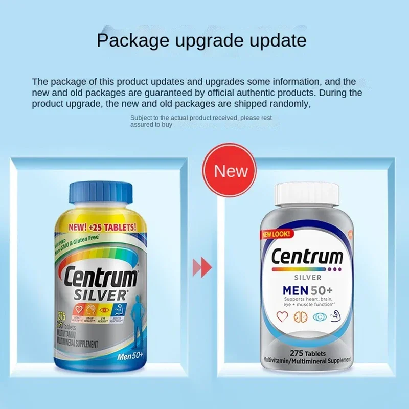 Multi-vitamins, multi-mineral supplements and multi-vitamin silver tablets are suitable for men and women over 50 years old.