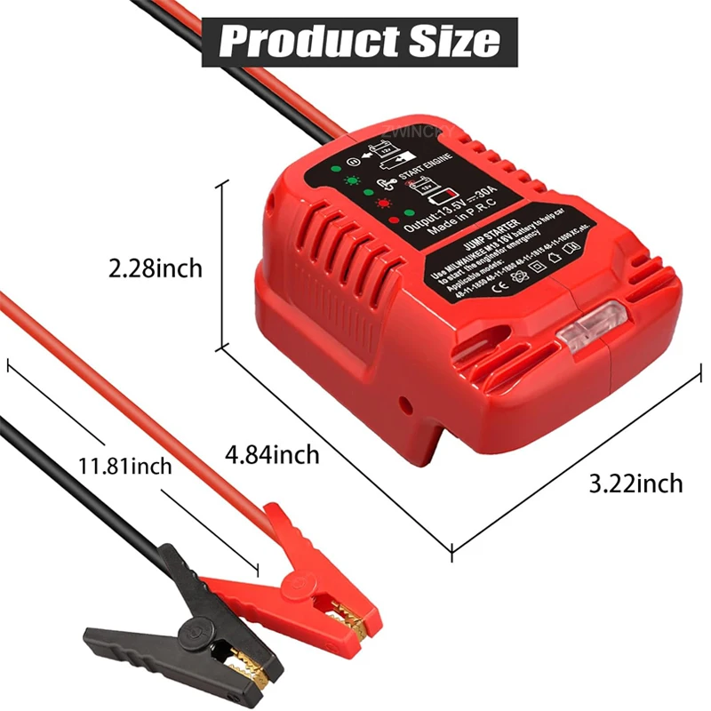 for Milwaukee 18V Lithium Battery Jumper Cables Car Igniter charger 11AWG Cable Jump Starting Adapter Auto Booster Cable Starter