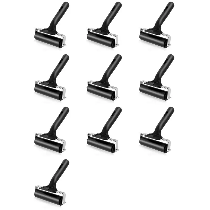 

10X Thinp Rubber Roller,Brayer Rollers For Crafting 3.74Inch Rubber Roller Black For Crafting Printing Inking