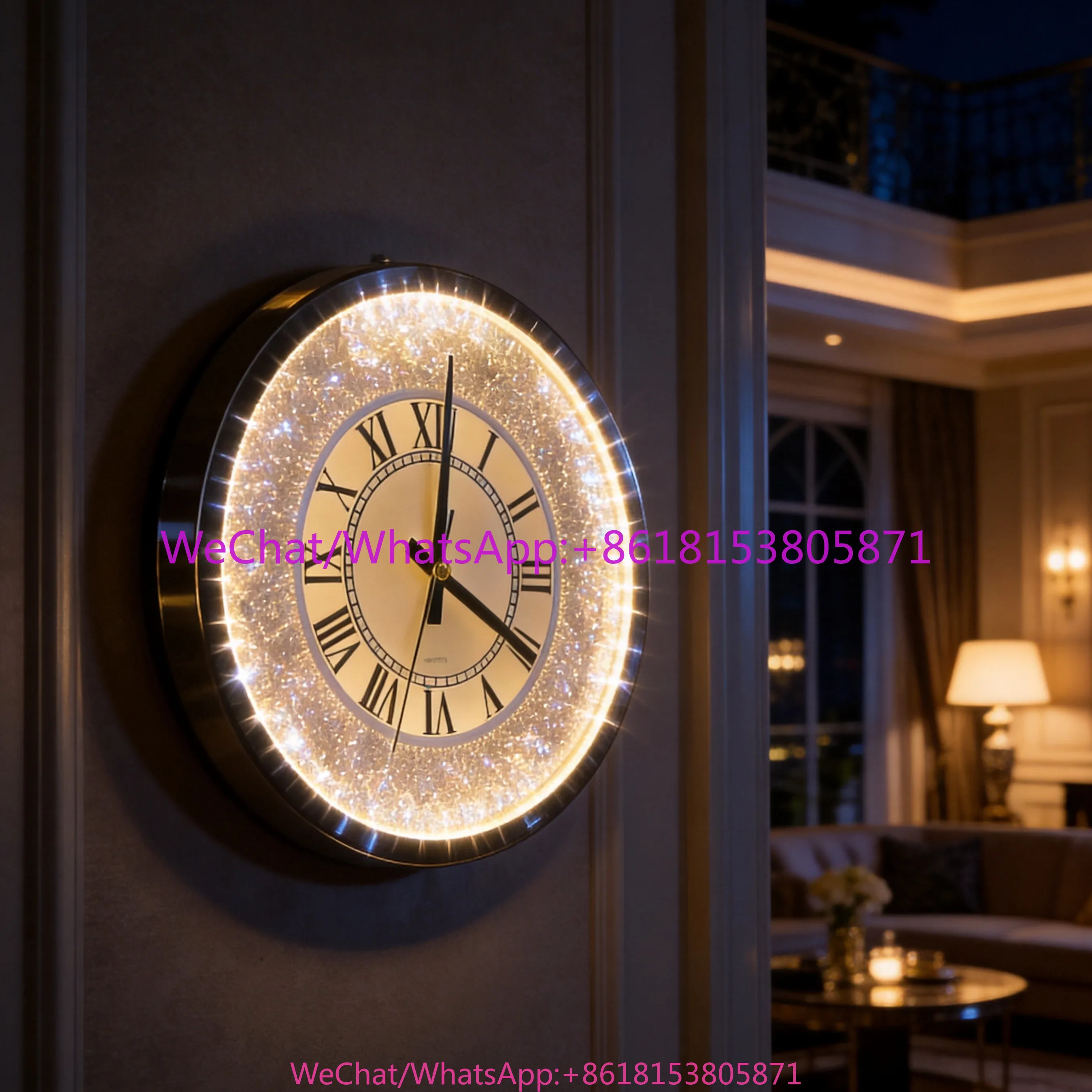 Luminous satellite radio wave automatic timing, high-end luxury metal in the living room, no punching
