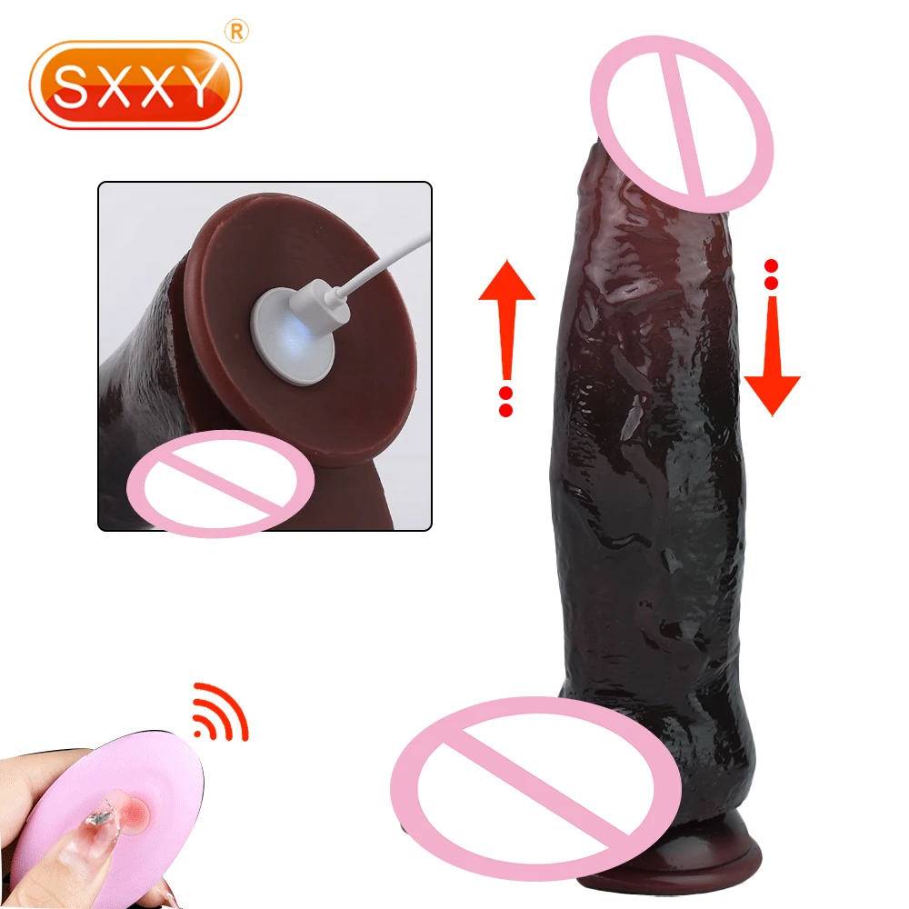 SXXY Silicone Realistic Dildo with Sucker Wireless Control Telescoping Vibrator Big Penis Anal Sex Toys For Women G-spot Stimula