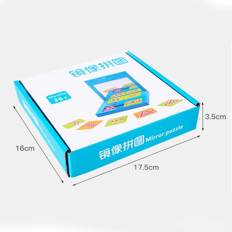 Espelho imagem quebra-cabeça de madeira geometria lógica jogo formas reconhecimento cedo brinquedo educativo presente para crianças