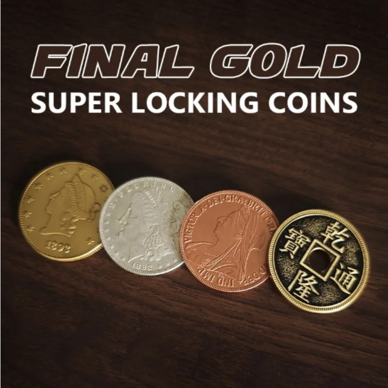 New Final Gold - Super Locking Coins Gimmicks Close Up Magic Tricks Classic Coin Set Magia Props Professional Magician Vanishing