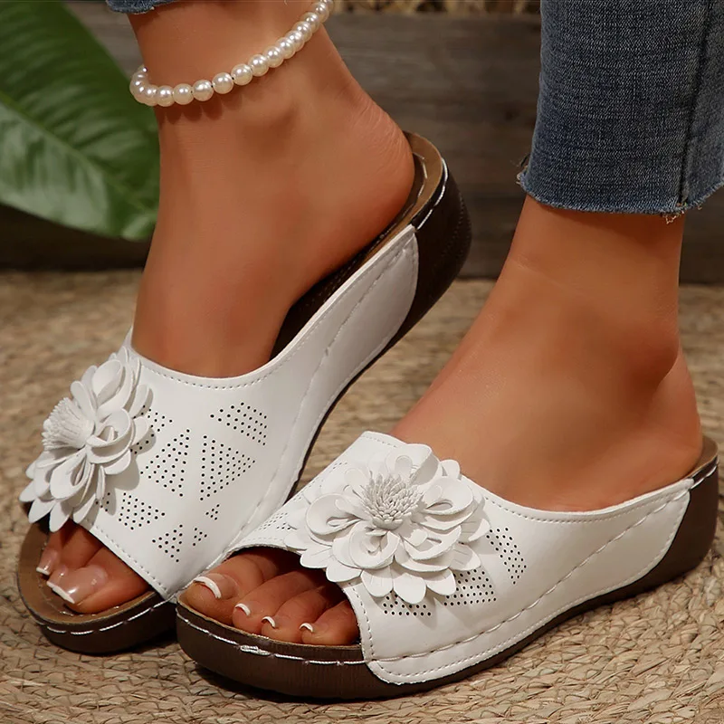 Women\'s Sandals Comfortable Heels Sandals Summer 2025 New Shoes Women Fashion Slippers Wedges Heeled Summer Shoes Woman Footwear