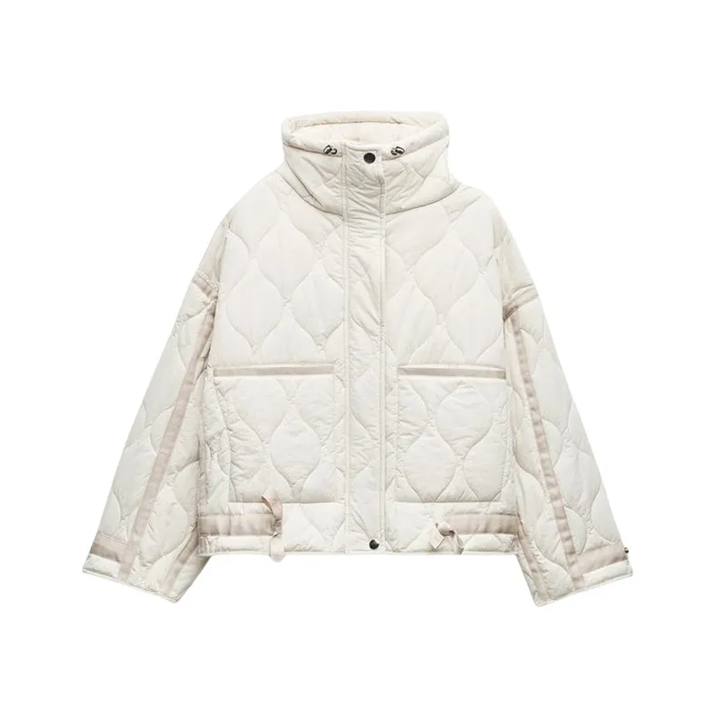 

Winter New Women Waterproof Cotton Jacket Quilted Large Pocket Hooded Long Sleeve Warm Casual Outerwear