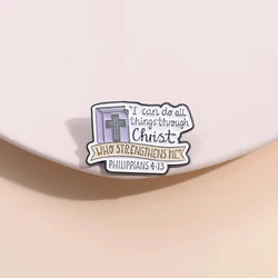 Jesus Cross Faith Enamel Pins I Can Do All Things Through Christianity Brooch Lapel Badge Wholesale For Backpack Clothes Jewelry