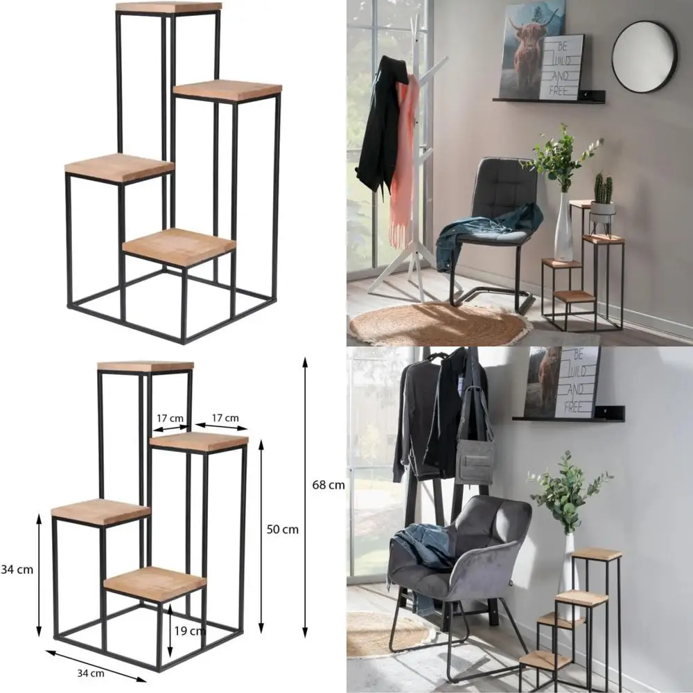 

4-Shelf Wooden Plant Stand - 34x34x67 cm, Flower Shelving for Home Decor