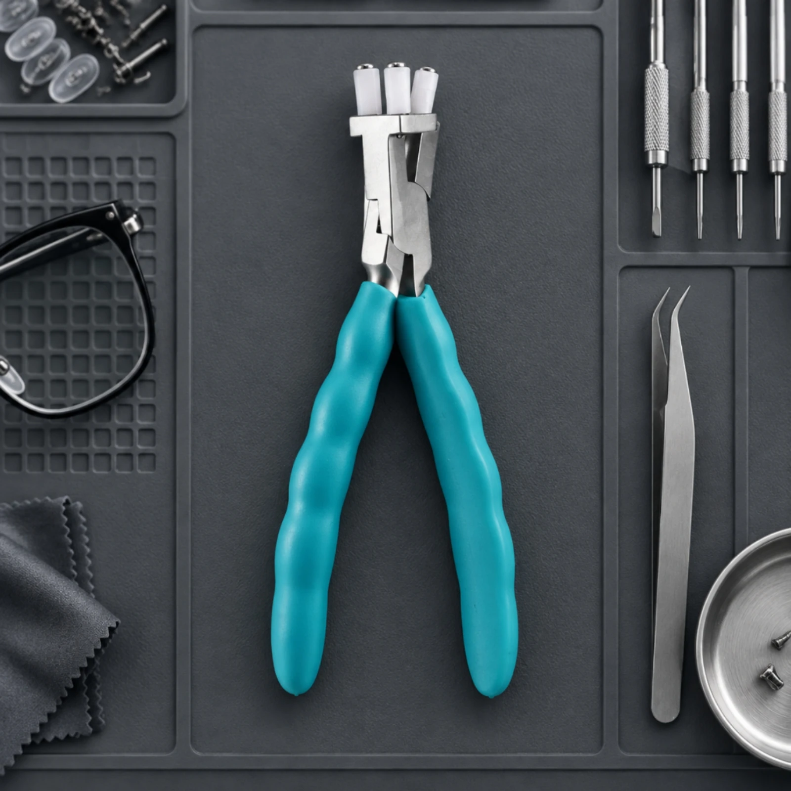 Stainless Steel Eyewear Plier with Padded Jaw Tips Non-Slip Eyewear Bridge Plier Tool Precision for Opticians
