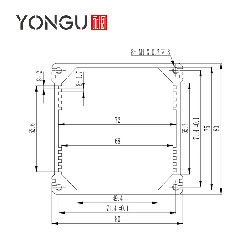 Boîtier électronique étanche M02 80x80mm, avec bouton Ip67, en aluminium