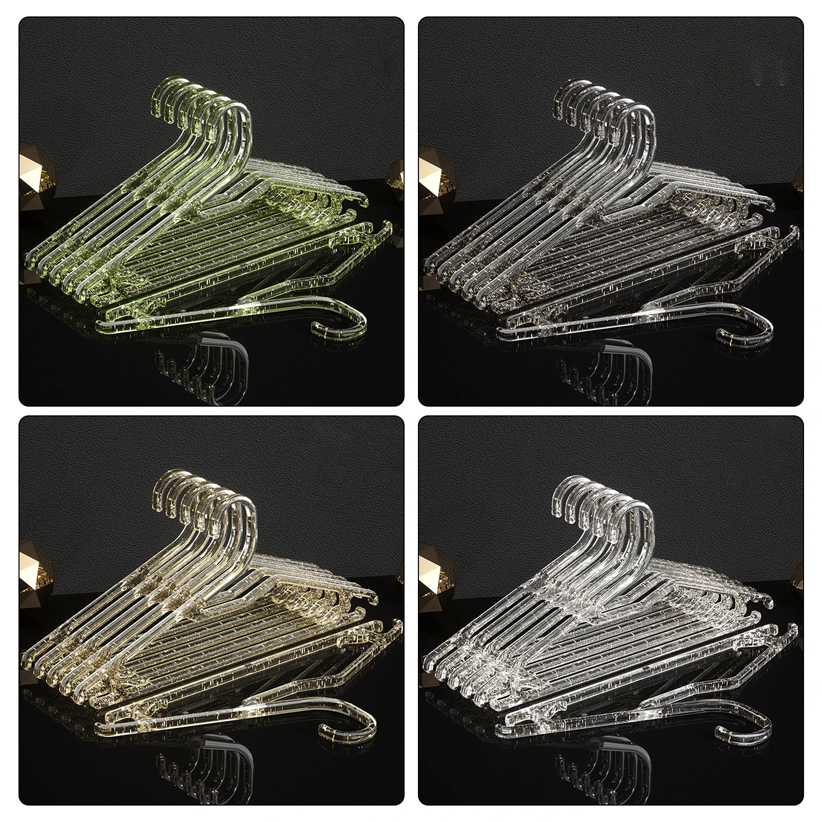 10pcs Ins Clothes Hangers Transparent Clothes Hanging Racks Support Household Non-slip Hanging Clothes Seamless Shoulder Hooks