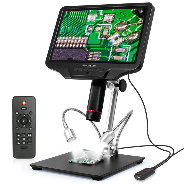 Andonstar AD407 HDMI lutowniczy mikroskop cyfrowy z 4MP UHD 7 ''ekranem LCD 270X mikroskopy wideo do naprawy telefonu