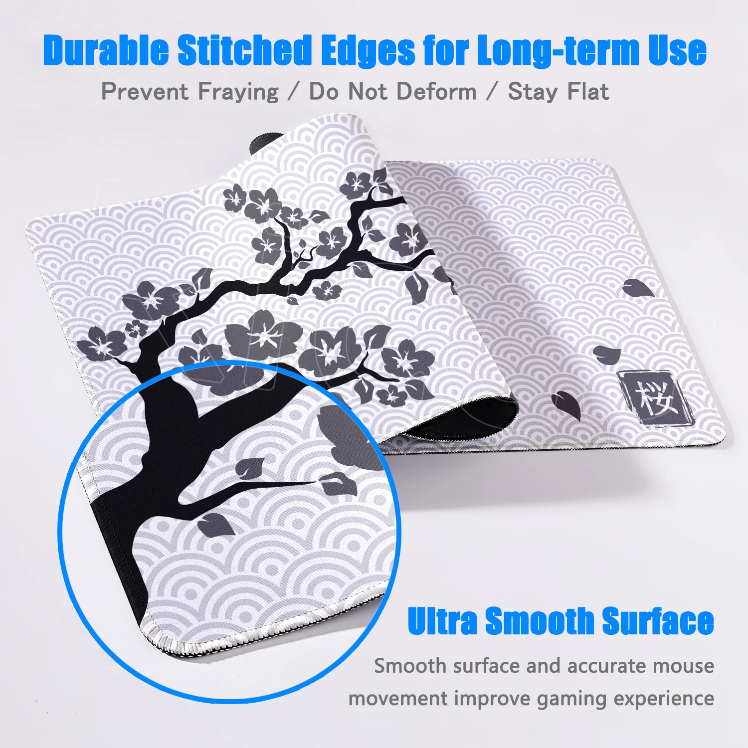 Japanese Cherry Blossom Gray Mouse Pad XXL Laptop Gaming Deskmat Anime Office Carpet Sakura Mousepad Keyboard Computer Table Rug