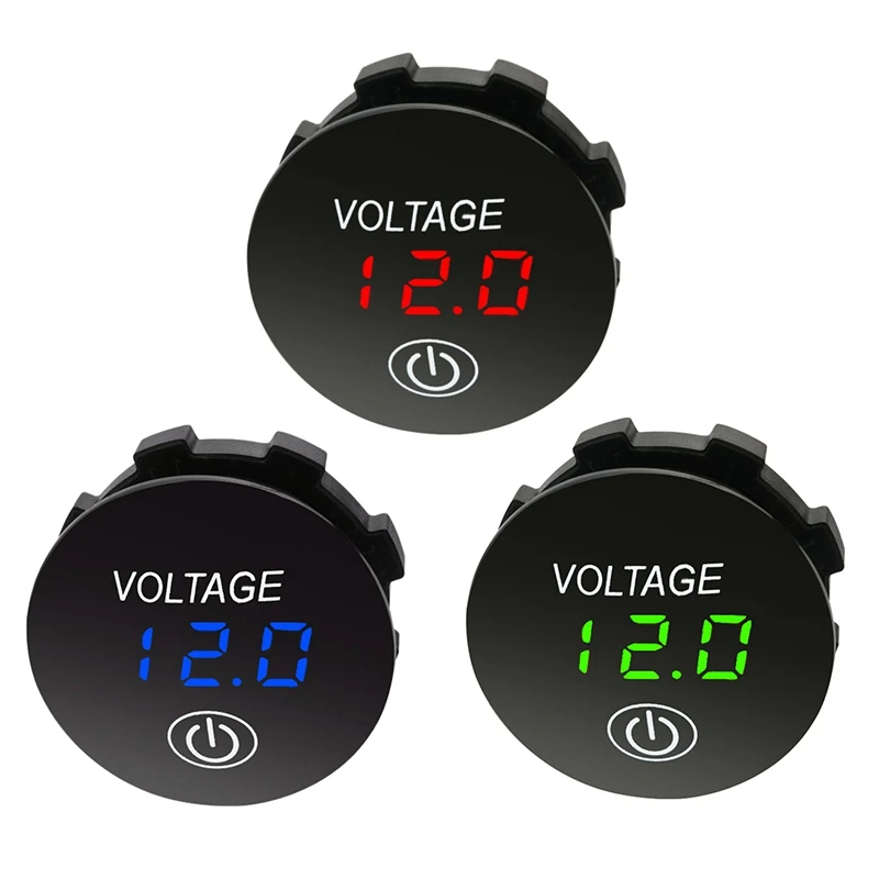 NEW-2X Battery Capacity Display Voltmeter LED Digital Voltage Meter With Touch-ON OFF Switch Car Motorcycle DC 3V-35V Green