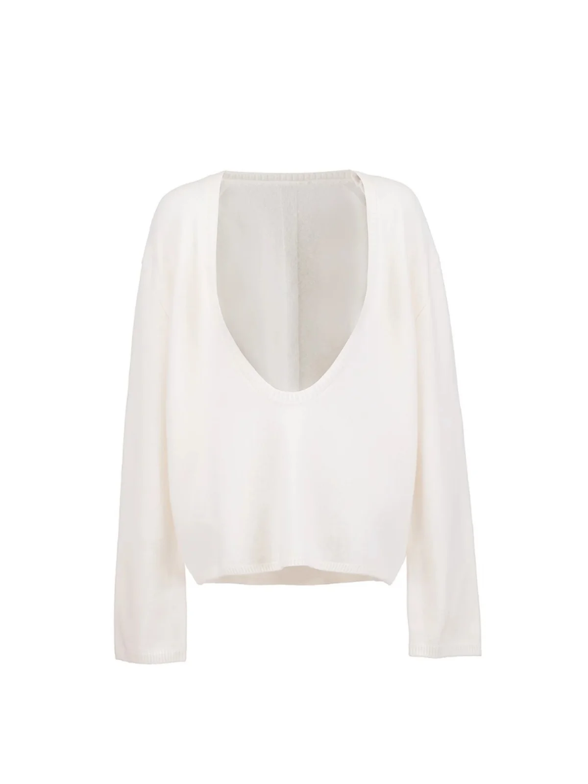 

Tee Goood Camere Knitted Sweater Large U-Ne Hollow Diary 00% Wool Overhead Women's Sweet Sle Spring Faion