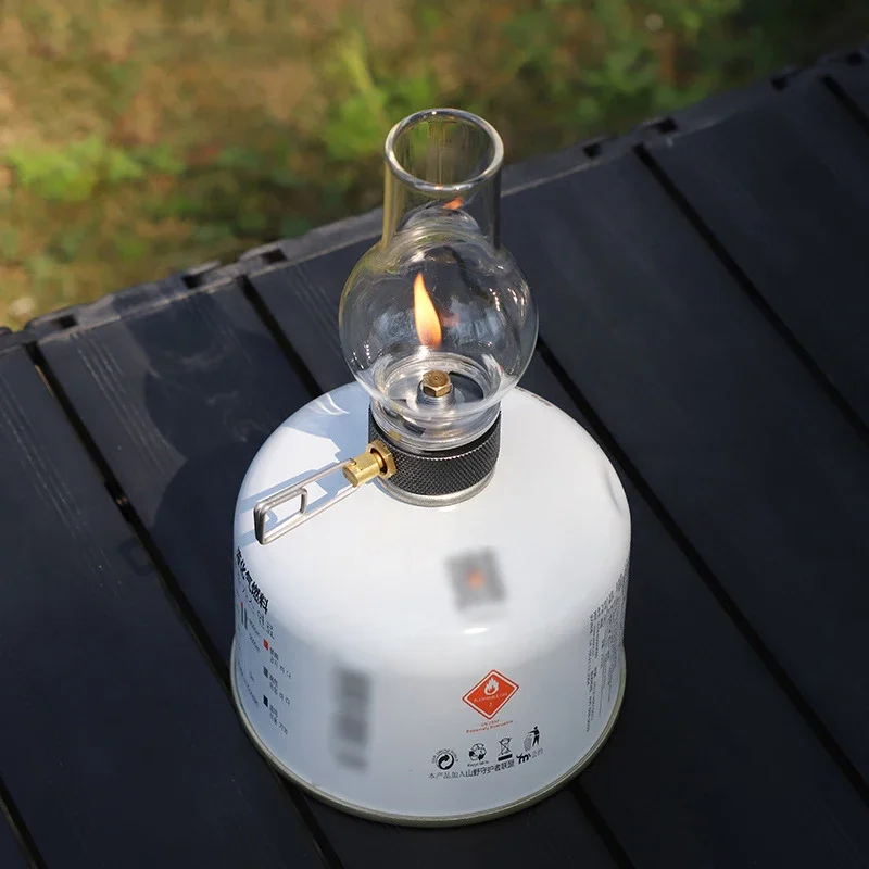 Camping Lantern Retro Glass Lampshade Gas Atmosphere Light Outdoor Fishing Picnic Gas Candle Lamp Camping Equipment Candle Light