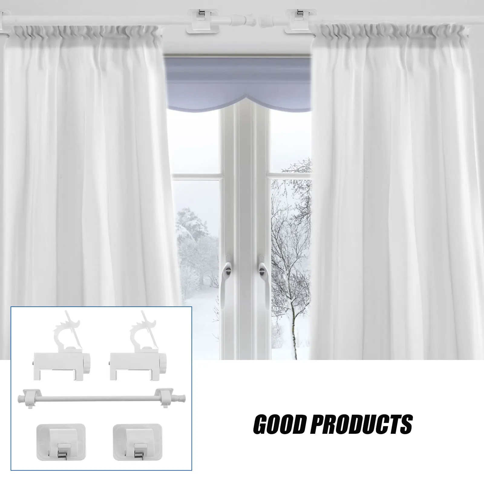 

Telescopic Rod Clothes Retra Tachable Rail Curtains Extendable Carbon Steel Spring Pole Home Wardrobe Balcony Shop Storage