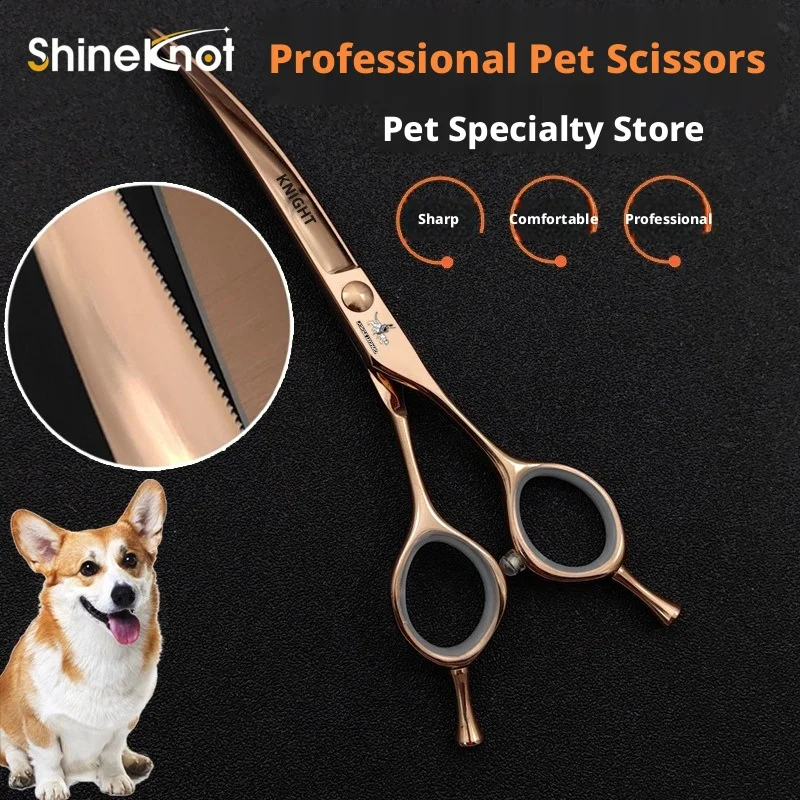 SHINEKNOT Refined Positioning Scissors Curved Scissors, Pet Beauty Scissors Dog Hairdressing Scissors Professional Level Pruning