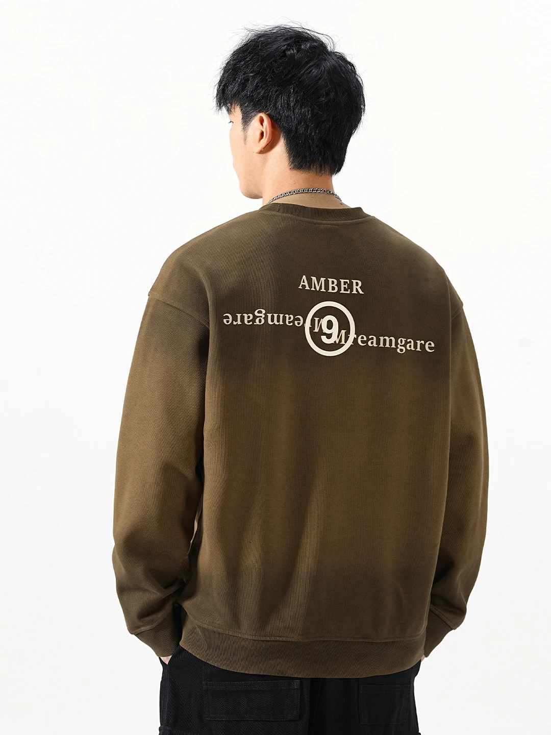 

American Sle Heavyweight Retro Waed adient Dyeing round Ne Sweatirt Men's Loose Casual Top Trendy Autumn Winter New...