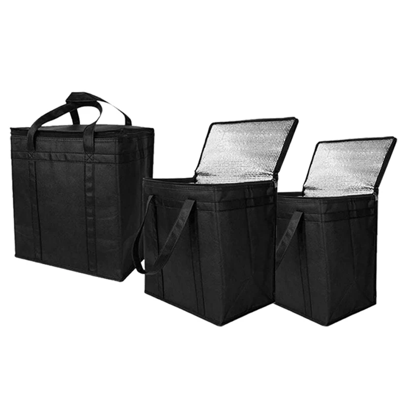 3Pack Insulated Reusable Grocery Bag Food Delivery Bag With Dual Zipper