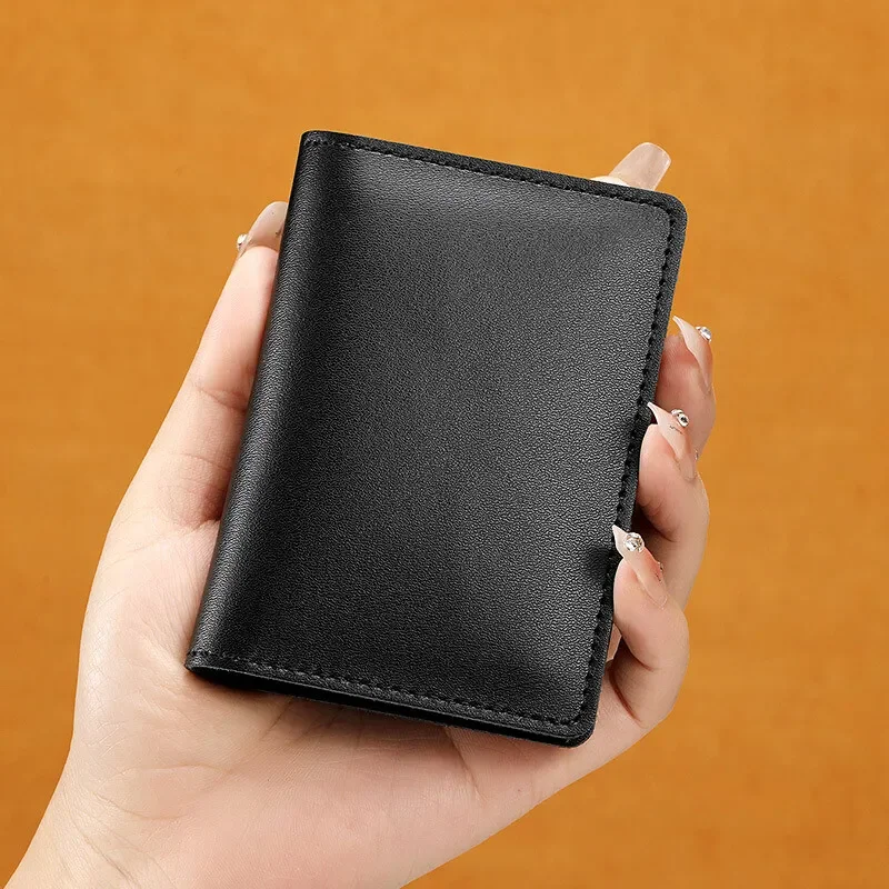 

2023 Real Leather Slim ID Credit Card Holder Men and Women Minimalism Cowhide ins Mini Ultrathin Cards Cases wallet