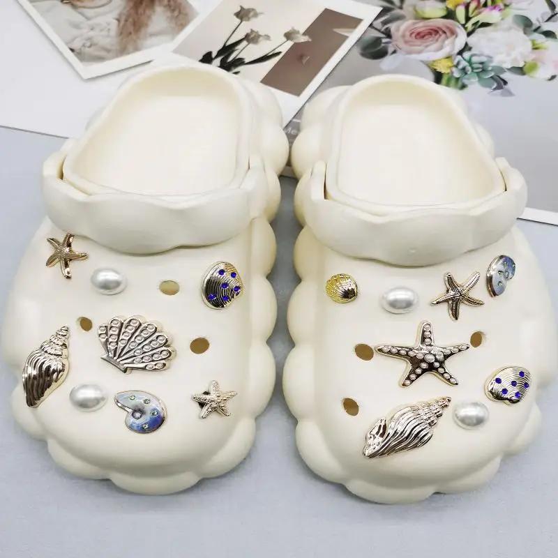 DIY Coastal Style Shoe Charms 16Pcs Removable Starfish Conch Shoe Buckle Decor for Clogs Sandals Travel Holiday GiftsHot