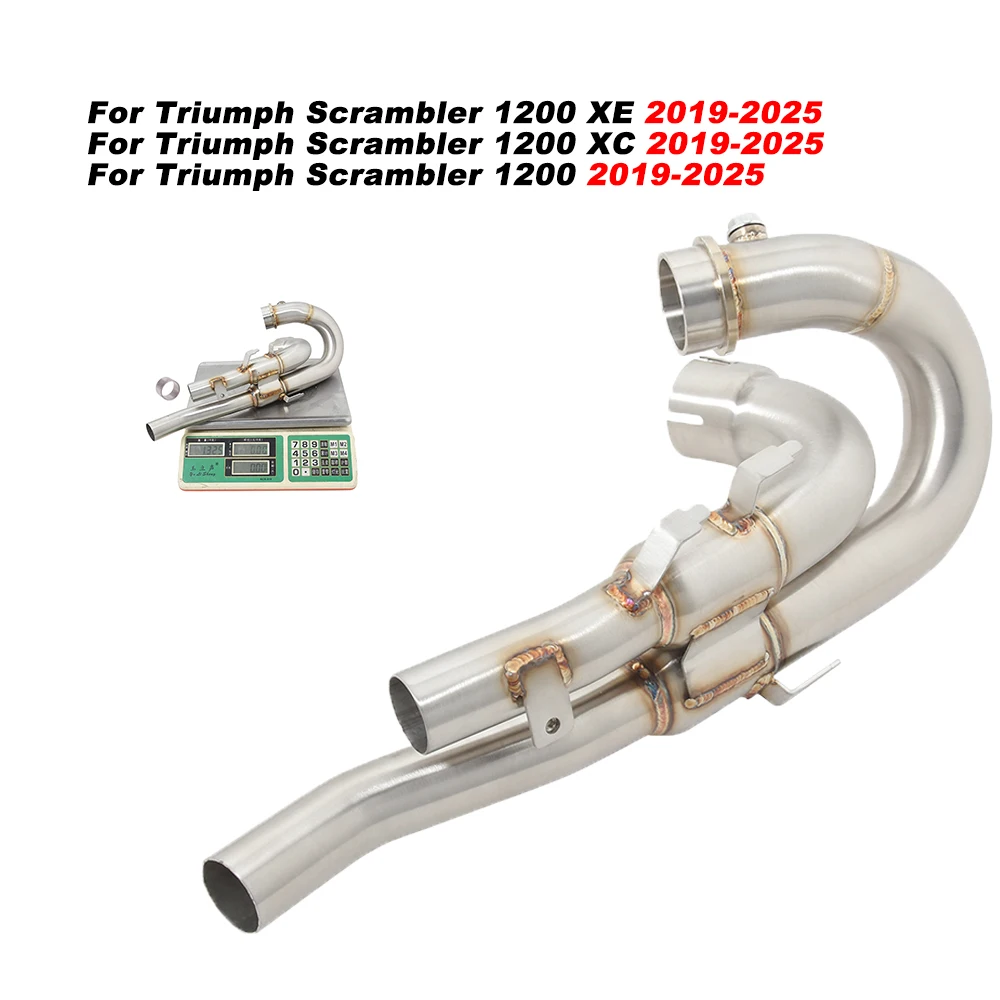 

Motorcycle Exhaust Escape Moto Systems Tube Front Link Pipe Slip On For driumph scrambler 1200 XE/XC 2019-2025 Stainless Steel